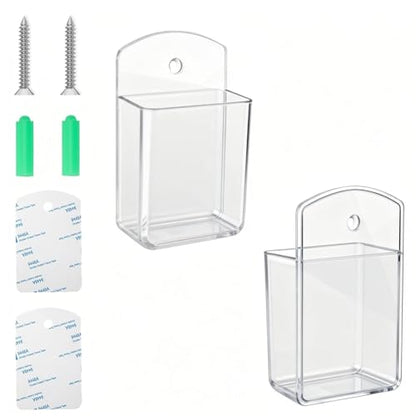 2Pcs Wall Remote Control Holder, Clear Remote Wall Mount for AC TV, Adhesive Remote Control Holder for Office Storage - color: Clear