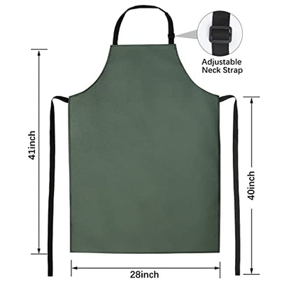 Waterproof Rubber Apron Adjustable Dishwasher Apron - Heavy Duty Work Apron - color: Green, size: 2 Pack