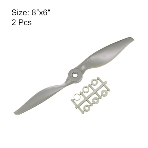 uxcell RC Propellers CW 8x6 Inch 2-Vane for Airplane Nylon Gray 2Pcs with Adapter Rings - size: 8x6 inch