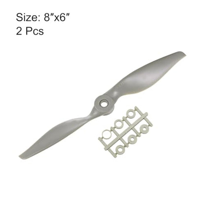uxcell RC Propellers CW 8x6 Inch 2-Vane for Airplane Nylon Gray 2Pcs with Adapter Rings - size: 8x6 inch