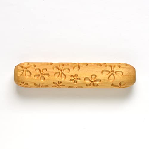 MKM Pottery Tools Wood Big Hand Rollers for Clay (BHR-07 Daisies) - color: BHR-07 Daisies