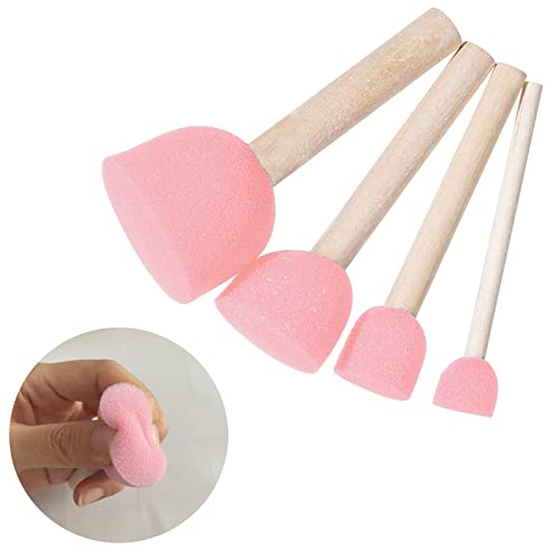 WAFJAMF 40 Pcs Round Sponges Brush Set 4 Sizes DIY Painting Tools Pink - color: Pink