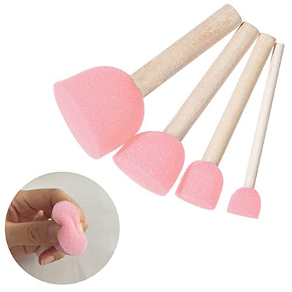 WAFJAMF 40 Pcs Round Sponges Brush Set 4 Sizes DIY Painting Tools Pink - color: Pink