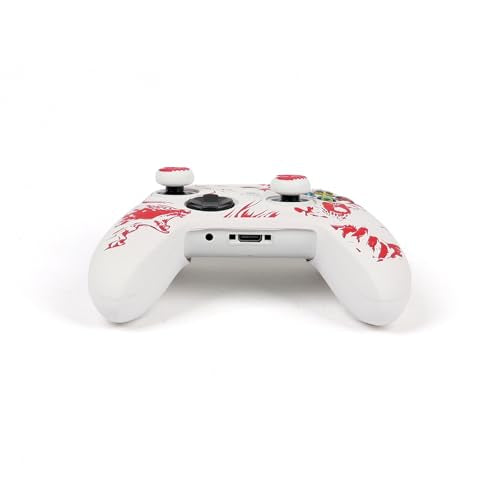 Wolf Controller Skin Compatible with Xbox Series X Wireless Controller, RALAN Protector Case， Customised Thumb Grips Cap - color: Wolf white Red