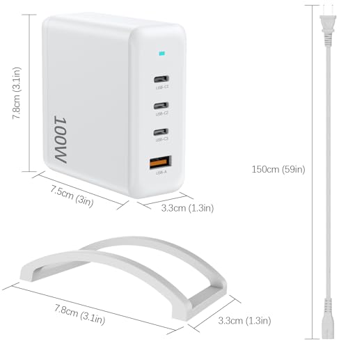 FPVtosky 100W GaN Charger Power Adapter, USB-C Fast Charger(3C1A)，for DJI Drone Mavic 4 Pro/Mavic 3 Pro/Mavic 3 Classic/Mavic 3/ Air 3S/ Air 3/ Avata 2, Charging Base Accessories