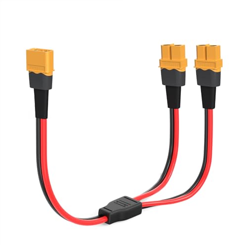 ELFCULB XT60 Y Splitter Cable 12AWG 1FT for Battery and Solar Systems - color: XT60 1 Male to 2 Female