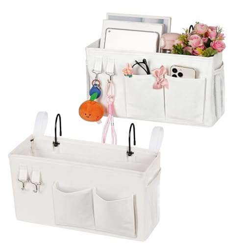 Bedside Caddy Bedside Storage Bag for Headboards/Bunk Bed - color: 2PC White