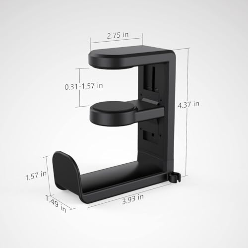 EURPMASK Rotating Headphone Stand,Adjustable Clamp-on Headset Holder Hanger - color: Black 1 Pack