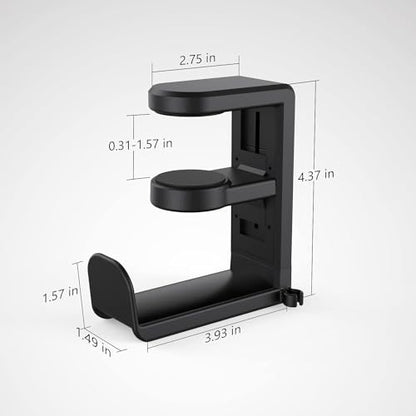 EURPMASK Rotating Headphone Stand,Adjustable Clamp-on Headset Holder Hanger - color: Black 1 Pack