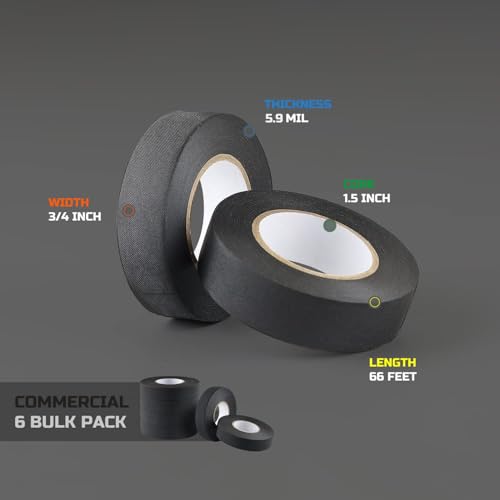 Lichamp 6-Pack Cloth Electrical Tape Automotive, 3/4 in x 66ft x 5.9 mil