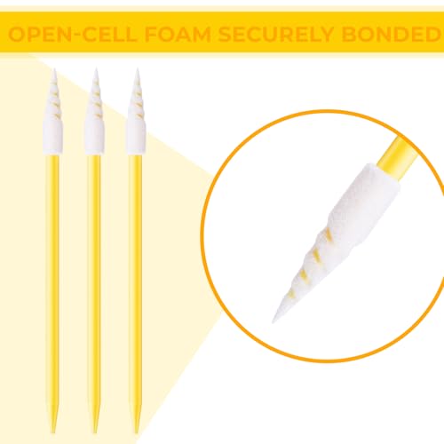 Chinco 200 Pcs Cleaning Swabs 2.56'' Sponge Tip Swabs Sticks Yellow - color: Yellow