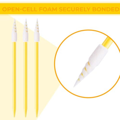 Chinco 200 Pcs Cleaning Swabs 2.56'' Sponge Tip Swabs Sticks Yellow - color: Yellow