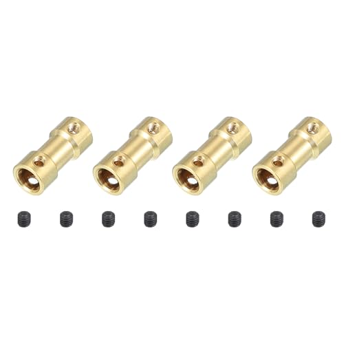 PATIKIL Shaft Coupling Joint 3mm to 6mm, 4 Pcs Brass Motor Shaft Coupler Extension Connector Rigid Sleeve Adapter Transmission Joint with M3 Screws for RC Car Airplane Tires Motor Robot - size: 3mm-6mm