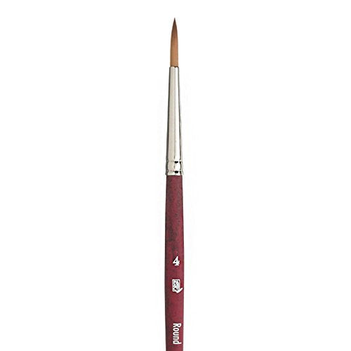 Princeton Velvetouch Round Brush, Synthetic, Short Handle, Size 4, 1 Count - color: Scarlet, size: Size 4