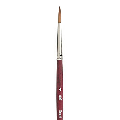 Princeton Velvetouch Round Brush, Synthetic, Short Handle, Size 4, 1 Count - color: Scarlet, size: Size 4