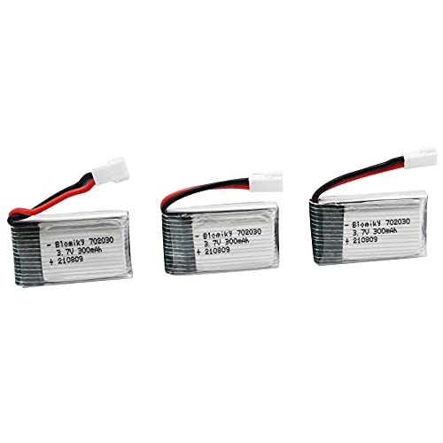 Blomiky 3 Pack 3.7V 300mAh Battery with MX2.0 Plug Replacement for 1/18 Scale Remote Control Shark T12 Battery 3