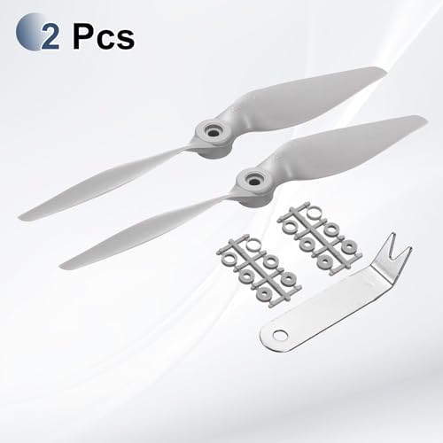 MECCANIXITY 9x6 Inch RC Propellers, 2-Vane Blades Prop Replacements Gray High Speed Propeller with Adapter Rings & Prop Wrench for RC Airplane Drones, Pack of 4 - size: 9" x 6"