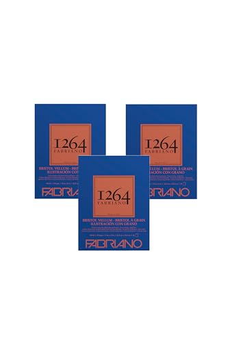 Fabriano 1264 Bristol Vellum Pad, 9" x 12", Glue Bound, 100 lb., 3-Pack - size: 9" x 12", 3-Pack