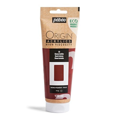 PEBEO Origin Acrylics 120ml Matte Acrylic Paint, Burnt Sienna - color: Burnt Sienna