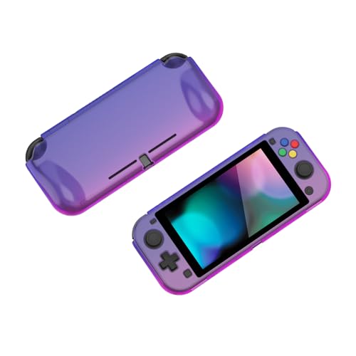 PlayVital ZealProtect Protective Case for Nintendo Switch Lite, Ergonomic Grip Hard Cover - Shock-absorbent Anti-Scratch with Screen Protector & Thumb Grip Button Caps, Gradient Translucent Bluebell - color: Gradient Translucent Bluebell