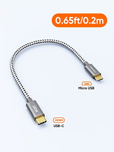 CableCreation Short Braided USB C to Micro USB Cable, 480Mbps 0.65 FT/ 0.2M - size: 0.65FT, style: Cotton braided