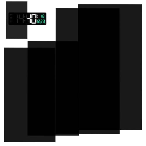 4 Pcs Static Clings Dimmer Sheets 50-80% Dimming of Lights Black Light Blocking Stickers for Electronic Alarm Cocks, Monitors, Radios, Car Screens, Led Electronics (2Size, Cuttable)