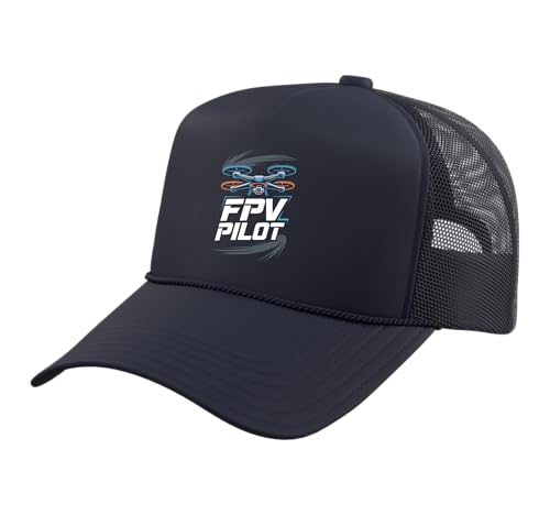 FPV Pilot Drone Racing Quadcopter Freestyle FPV Trucker Hat with Adjustable Mesh Back - color: Navy Blue