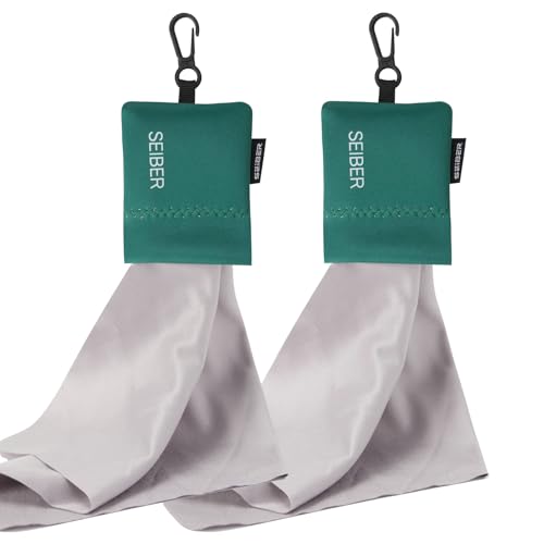 SEIBER Microfiber Glasses Cleaning Cloth with Keychain, Dark Green, 2PCS - color: Dark Green