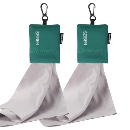 SEIBER Microfiber Glasses Cleaning Cloth with Keychain, Dark Green, 2PCS - color: Dark Green