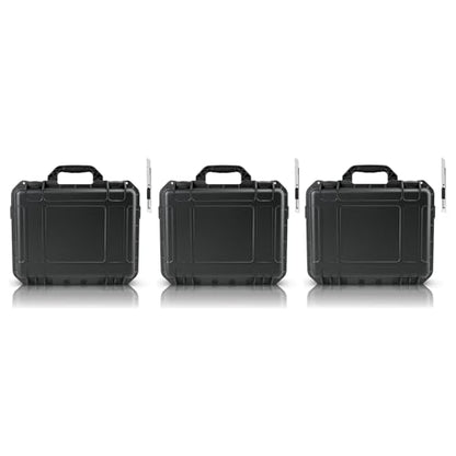 NineLeaf Waterproof Hard Case with DIY Customizable Foam Insert, Portable Protective Storage Case with Knife for Camera, Drones Carry Case, 14.3 × 11.4 × 4.5 in, Black,3PK