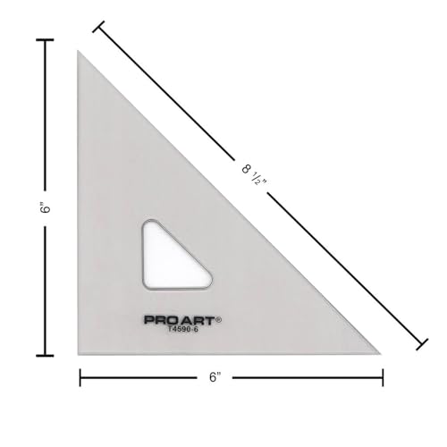 Pro Art 6-Inch 45/90-Degree Triangle, Smoke - color: Smoke, size: 6-inch, 45/90 Degrees