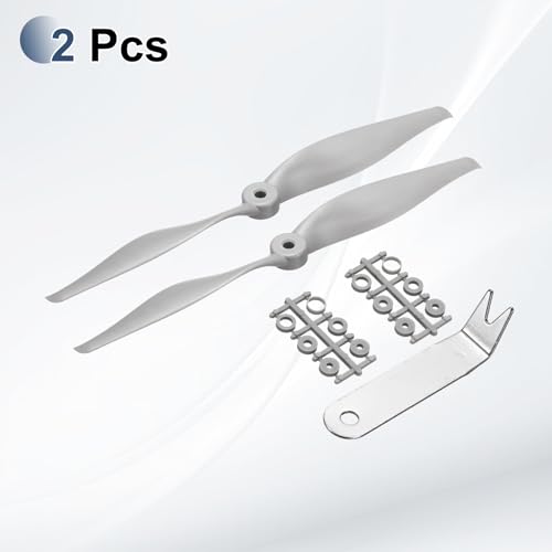 MECCANIXITY 10x6 Inch RC Propellers, 2-Vane Blades Prop Replacements Gray High Speed Propeller with Adapter Rings & Prop Wrench for RC Airplane Drones, Pack of 4 - size: 10" x 6"