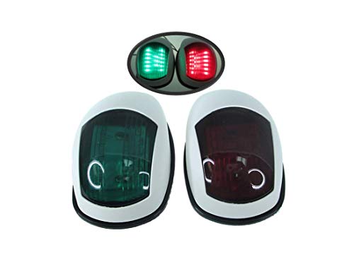 Pactrade Marine Boat Navigation Lights Red and Green LED Side Lights (Vertical Mount) - 1 NM White Housing | Green Starboard Red Port Navigation Lights for Boats LED - color: 1 NM Model - White