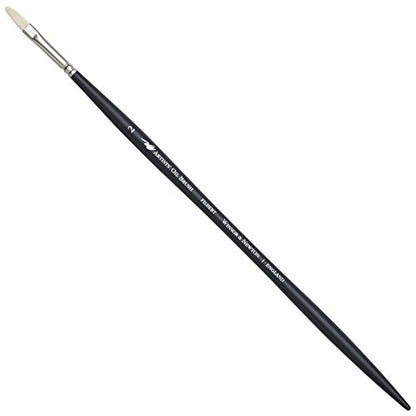 Winsor & Newton Artists' Oil Hog Paint Brush, Long Handle Size 2, Filbert - size: #2, style: Filbert