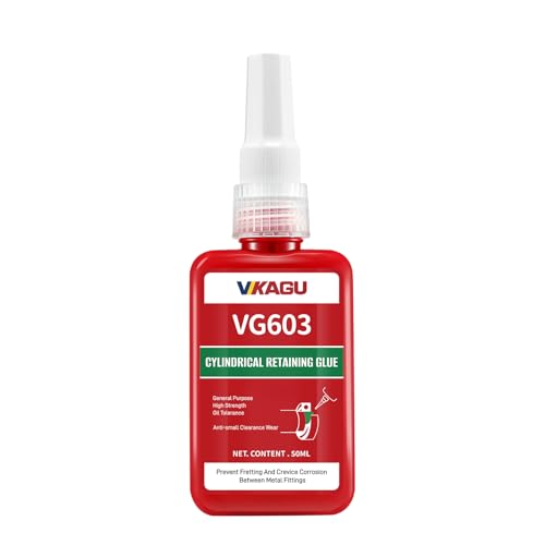 VG603 Retaining Compound, High Strength & Oil Tolerant Anaerobic Adhesive for Bearings, Shafts, and Cylindrical Assemblies, Gap Filling up to 0.005", Green, 1.69 Fl OZ - size: VG603, style: 1 Pack