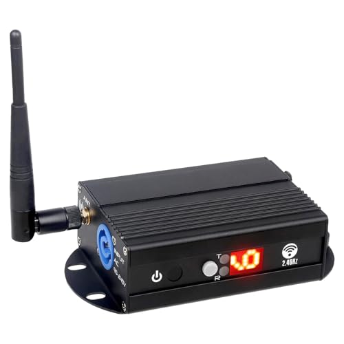DMX512 Controller – 2.4G Wireless Transmitter/Receiver with LCD Display, Power Adjustable Repeater, Real-Time Dimming for DJ Lights, Stage Effects, Disco & Party Lighting