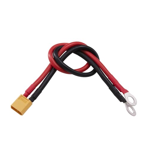 1pc XT60 to O Ring Terminal Cable XT60 Male to M8 O Ring Eyelet Terminal Plug Connector with 12inch 10awg Silicone Wire for RC Lipo Battery FPV Racing Drone(E144-1)