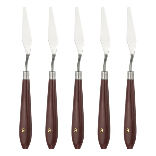 HARFINGTON 5pcs Palette Knife Painting Tool 2.56"x0.63" Red/Silver