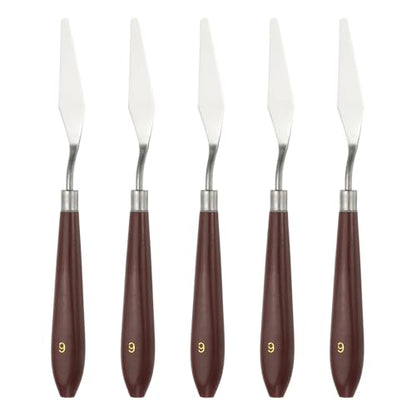 HARFINGTON 5pcs Palette Knife Painting Tool 2.56"x0.63" Red/Silver