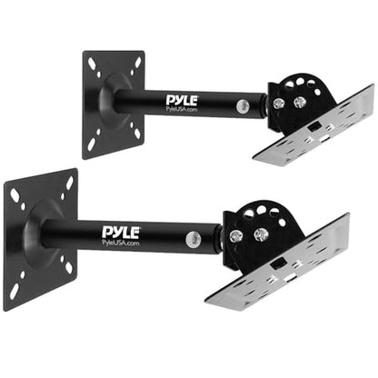 Pyle Universal Speaker Mounting Bracket - Ceiling & Wall Speaker Mount with Adjustable Swivel Tilt, 13.4" Retractable Telescopic Arm, 75 lbs Max Load - Ideal for Home Surround Sound Systems (Pair)