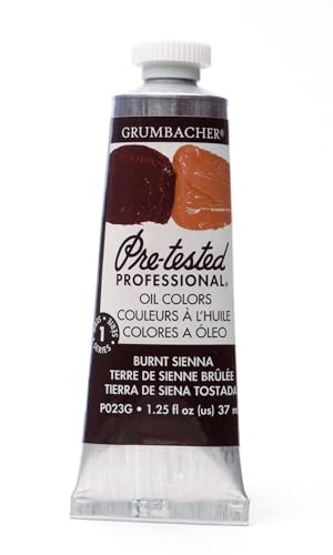 Grumbacher Pre-Tested Oil Paint, 37ml/1.25 Ounce, Burnt Sienna (P023G) - color: Burnt Sienna