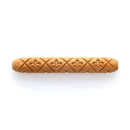 MKM Pottery Tools Wood Hand Rollers for Clay (HR-25 Fleur de lis) - size: HR-25 Fleur de lis