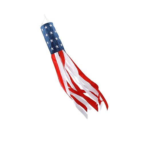 40 Inch American Flag Windsock with Embroidered Stars, Red White and Blue - color: Red - 1pack
