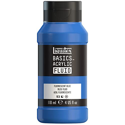 Liquitex BASICS Acrylic Fluid Paint, 4-oz Bottle, Fluorescent Blue - color: Fluorescent Blue, style: 118ml (4-oz)