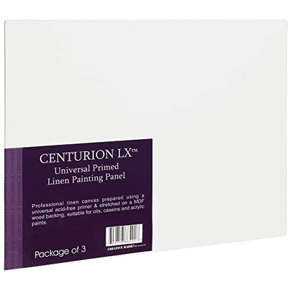 Centurion All-Media Primed Linen Panels - 6x12 3 Pack - 11oz Universal Primed Canvas Boards for Painting, Mounted on MDF Wood, Non-Warping, Ideal for Artists, Professionals, and Painters - size: 6"x12"