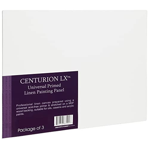 Centurion All-Media Primed Linen Panels - 10x20 3 Pack - 11oz Universal Primed Canvas Boards for Painting, Mounted on MDF Wood, Non-Warping, Ideal for Artists, Professionals, and Painters - size: 10"x20"