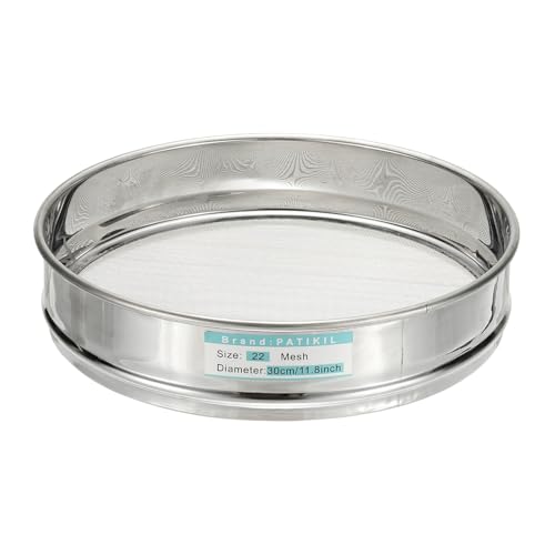 PATIKIL 22 Mesh(0.95mm) Lab Sieve, 11.8"(30cm) Diameter Sifting Screen 304 Stainless Steel Wire Cloth Fine Mesh Sieve for Industrial Laboratory Home Soil Sifter Dry Sift Screens Hash - size: 22Mesh (0.95mm)