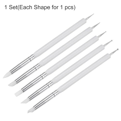 HARFINGTON 5 Pcs Silicone Clay Sculpting Tool Double-Ended Rubber Tip White - color: White