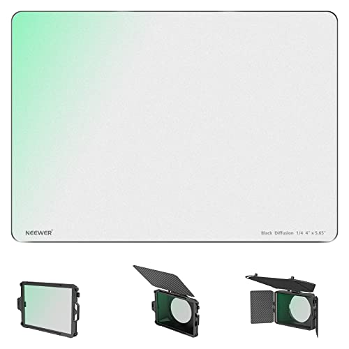 NEEWER Black Diffusion 1/4 Filter for Mist Cinematic Effect, 4"x5.65" HD Optical Glass Cinema Square Filter Compatible with Tilta SmallRig Matte Box for Dreamy Photo Videography - style: 1/4 Black Diffusion Filter