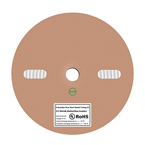 41 Feet 3/16" Clear Heat Shrink Tubing Roll 3:1,No Wrinkle Electrical Shrink Tube for Wires,Marine Grade Shrink Tube with Adhesive Lined Waterproof - size: 3/16"-41Ft